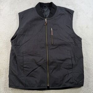 Men's Black Quilted Work Vest - Classic Zip Front